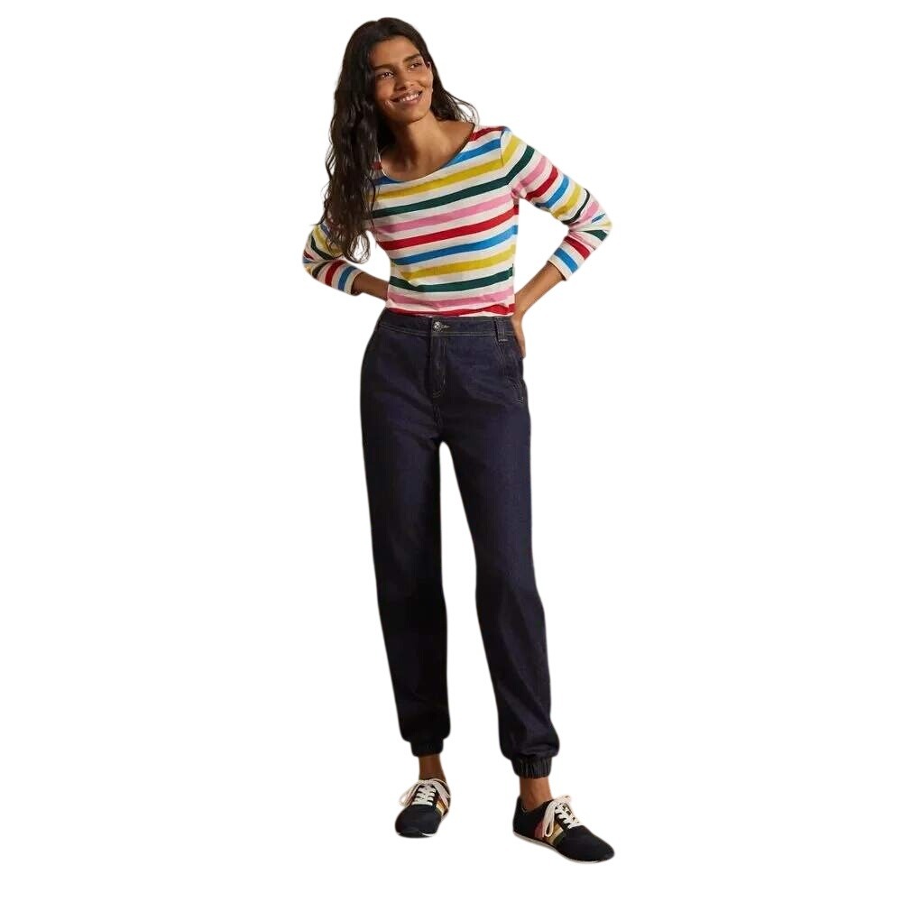 Boden Denim Indigo Blue High Rise Elastic Cuff Jogger Jeans Womens US 4R